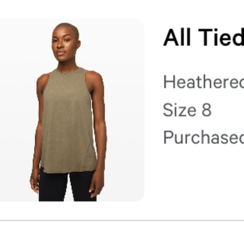 Lululemon athletica all tied up tank size- Heathered grape leaf - size 8